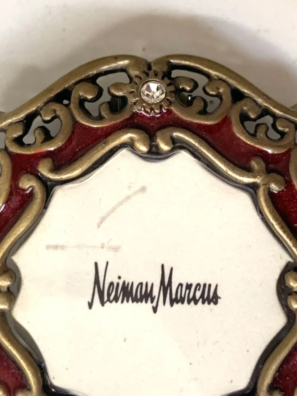 JAY STRONGWATER for Neiman Marcus Round Red Mini Frame Czech Crystals Signed
